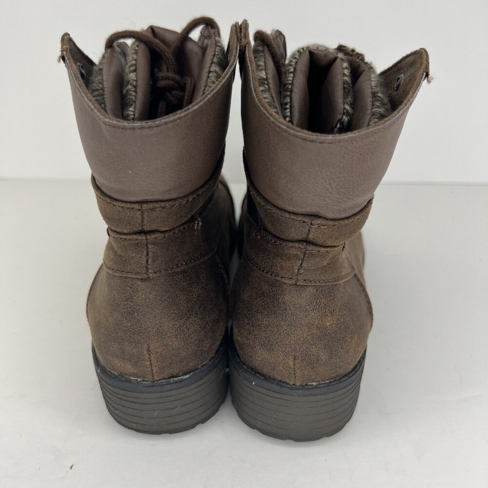 Faded Glory Rich Brown Womens Size 8.5 Lace-Up Biker/Combat Boots High-Top - Picture 4 of 9